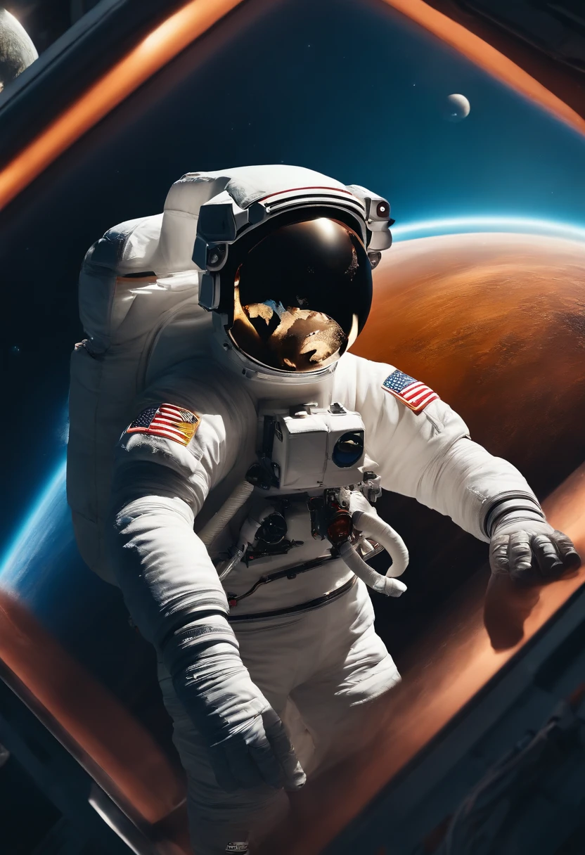 high high quality, 1 astronaut, Highqualityshadow, astronaut , Scissors in hand,Fashionab (SuperiorQuality、8K、32K、tmasterpiece、NFFSW:1.3)、(Fotorrealista:1.4)
