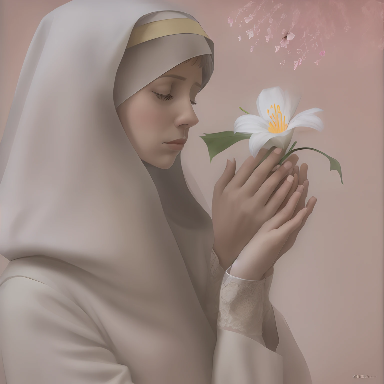 chies,Nun Praying,single flower
