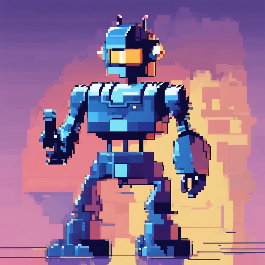 foto meio corpo, robot boy, face expression, Armadura azul, arm turns gun, dynamic position