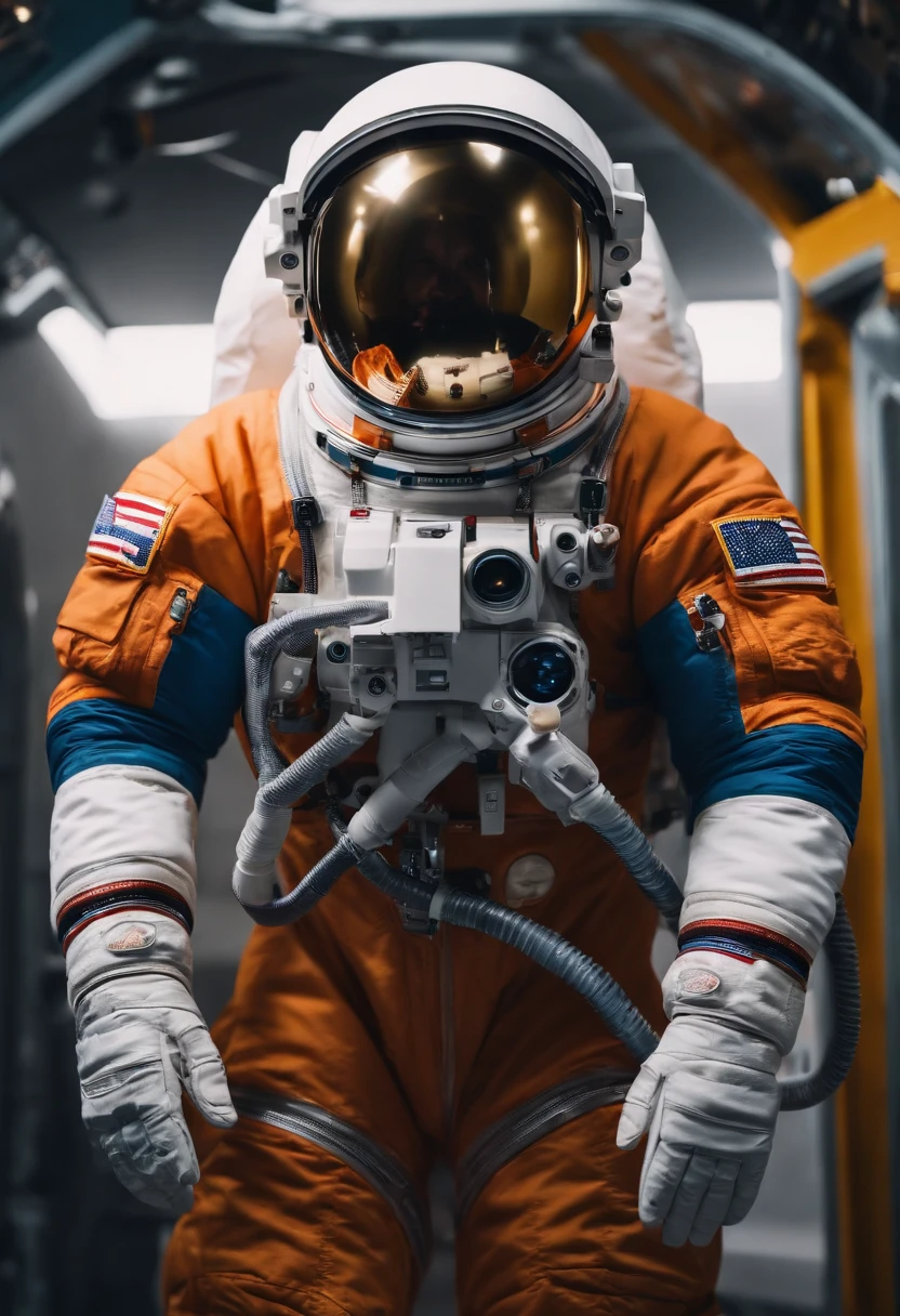 high high quality, 1 astronaut, Highqualityshadow, astronaut , Scissors in hand,Fashionab (SuperiorQuality、8K、32K、tmasterpiece、NFFSW:1.3)、(Fotorrealista:1.4)