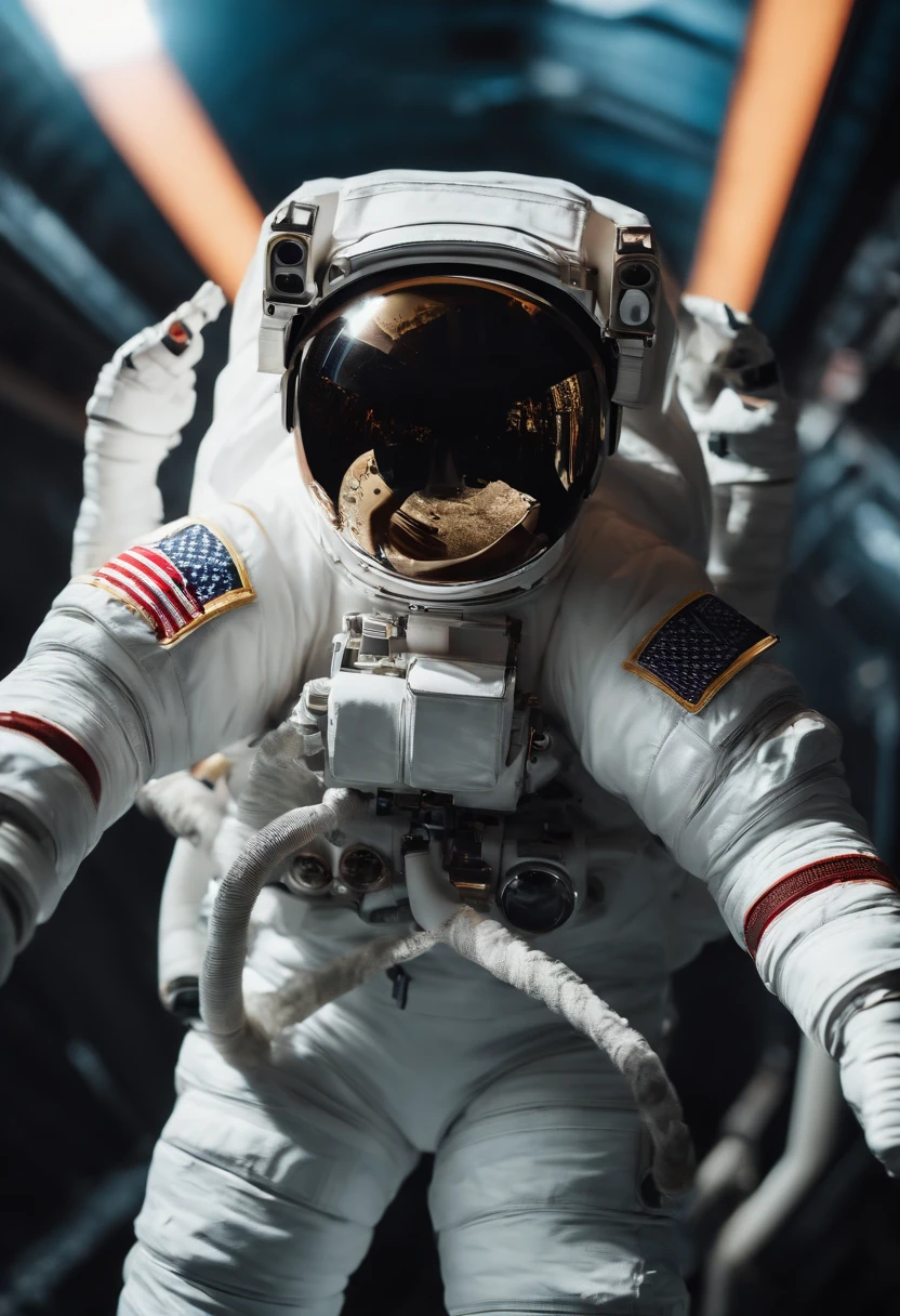 high high quality, 1 astronaut, Highqualityshadow, astronaut , Scissors in hand,Fashionab (SuperiorQuality、8K、32K、tmasterpiece、NFFSW:1.3)、(Fotorrealista:1.4)