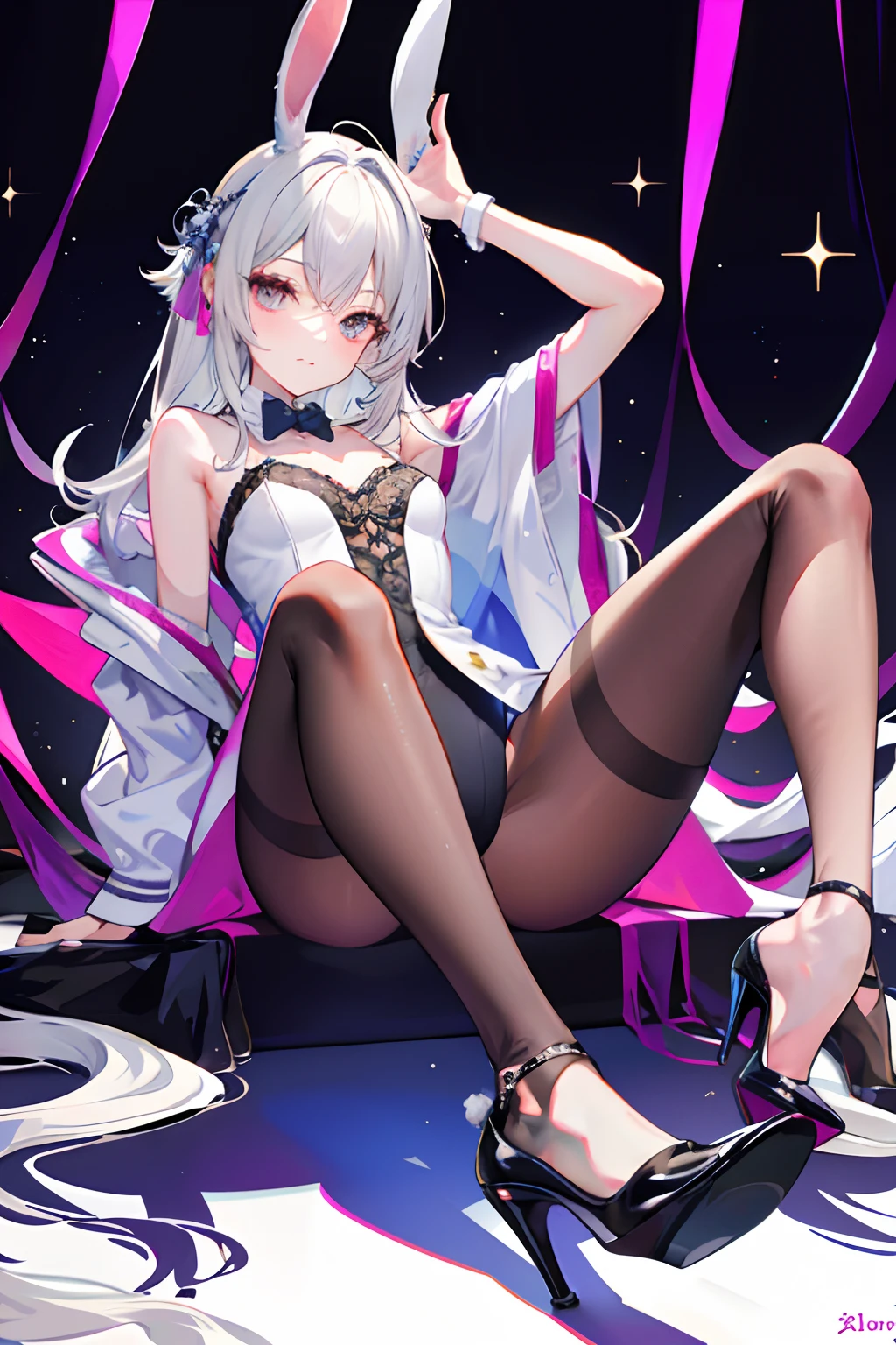 opening legs,Bunny ears,underdressing, the feet,is shy,sitted, high-heels