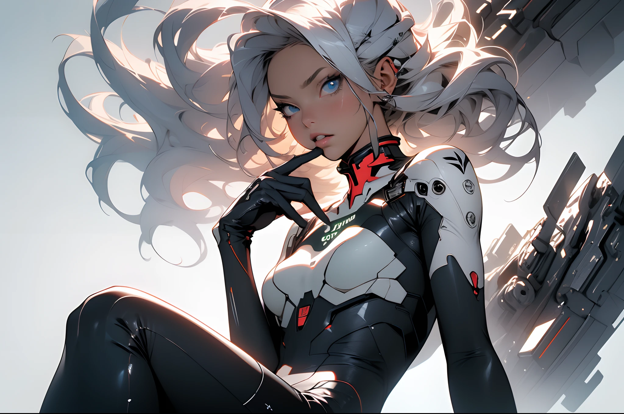 (((Young White Woman))), ((Best Quality)), ((Masterpiece)), (Detail: 1.4), 3D, A Beautiful Cyberpunk Woman with Simon Bisley-style micro thong, Genesis evangelion neon style clothing, 2-piece clothing, Long silver hair, arm tatoo, cybernetic hands, pastel, Centered, scale to fit the dimensions, nffsw (High dynamic range),Ray tracing,NVIDIA RTX,Hyper-Resolution,Unreal 5,Subsurface Dispersion, PBR Texture, Post-processing, Anisotropy Filtering, depth of fields, Maximum clarity and sharpness, Multilayer textures, Albedo and specular maps, Surface Shading, accurate simulation of light and material interactions, Perfect proportions, Octane Render, Two-tone lighting, Wide aperture, Low ISO, White Balance, thirds rule, 8K Raw, Crysisnanosuit,loraeyes,nijistyle,pantyhose,Blue eyes