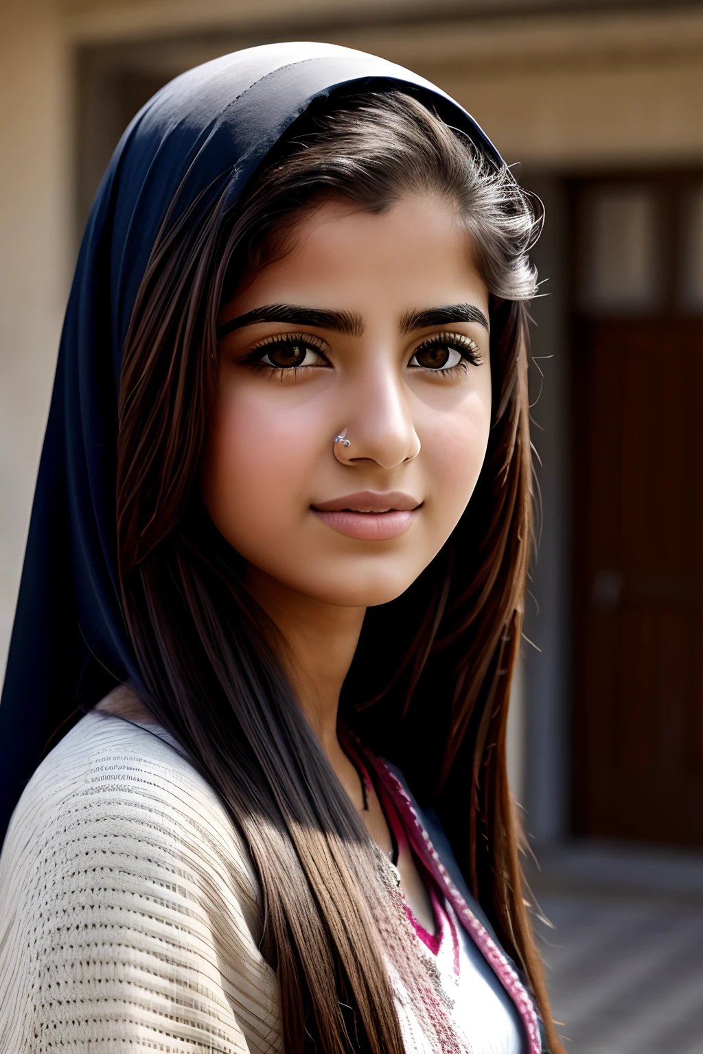 Realistic and detailed portrait of an Iraqi girl, attractive, 