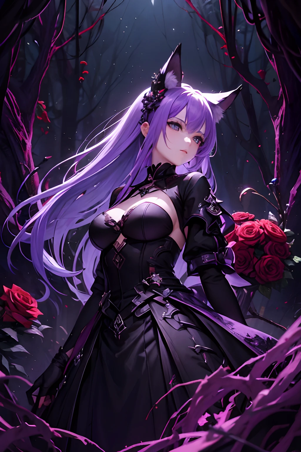 roots ,roses ,dark ,blood ,design ,metalic, masterpeice , fox, purple