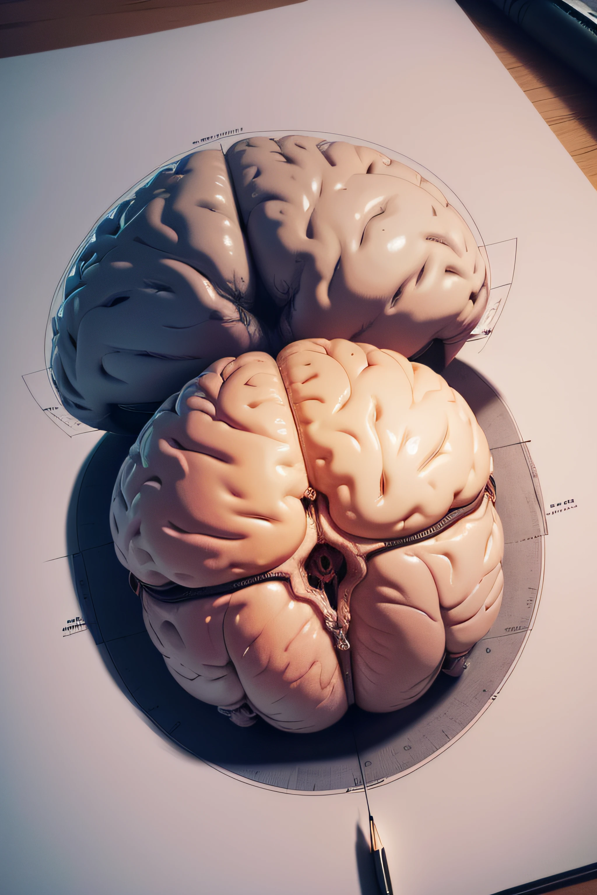Detailed sketch of the brain (((Arte realista))) (((only the brain)))