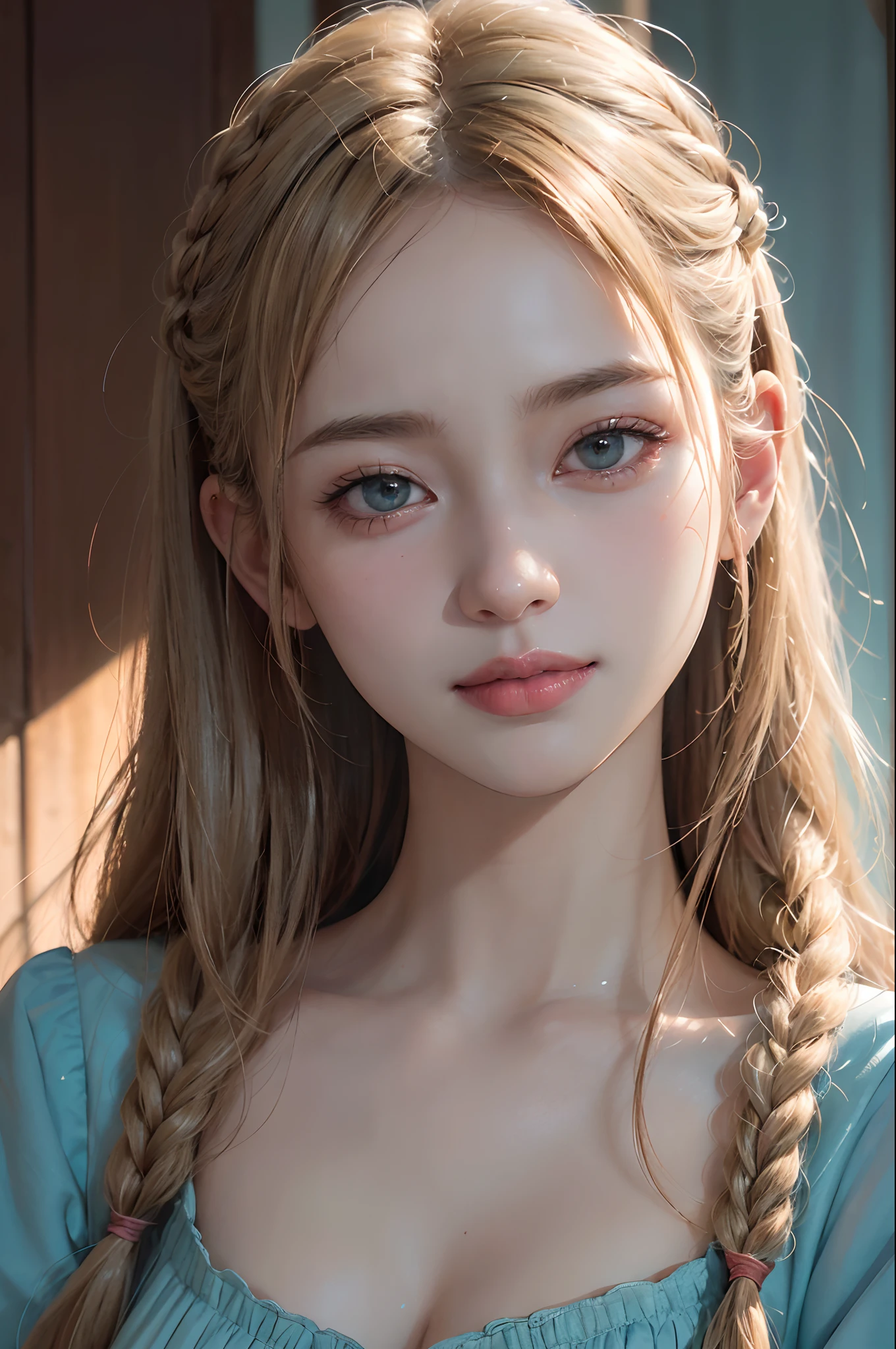 (ultra realisic), (Illustration), (Resolution Enhancement), (8K), (Extremely detailed), (Best Illustration), (beautiful-detailed eyes), (Best Quality), (The ultra-detailliert), (Masterpiece ), ( wall paper), (Detailed face),a blond, Wavy hair,(hi-top fade:1.3), (Smiling broadly, bright look), dark theme, soothing tones, muted colors, High contrast, (Natural skin texture, hyperrealism, Soft light, edgy),exposure blend, medium shot, Bokeh, (HDR:1.4), High contrast, (films, teal and orange:0.85), (muted colors, faded colors, soothing tones:1.3), Low saturation, (hyperdetailed:1.2), (black:0.4)