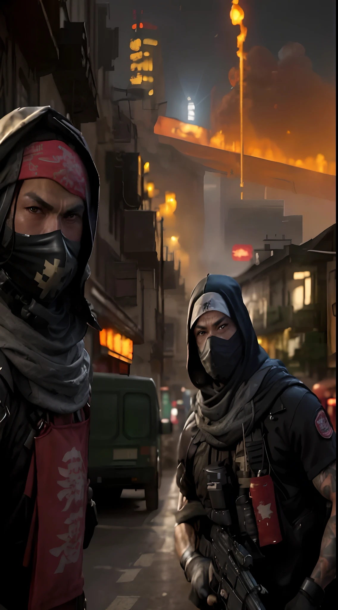 arafed man with tattoos covering his face with a bandana, chinnese mafia, arms covered in gang tattoo, bandanas, inspired by Xi Gang, black bandana mask, inspired by Gang Hui-an, inspired by Zhu Da, london gang member, smogpunk, bandanas, Rapper, british gang member, Shamanpunk, hood covers his eyes, (ultra high res,photorealistic,best quality,photo-realistic),(8k,raw photo,best quality,masterplece),(photon mapping,radiosity,physically-based rendering,automatic white balance),real person,photograph,