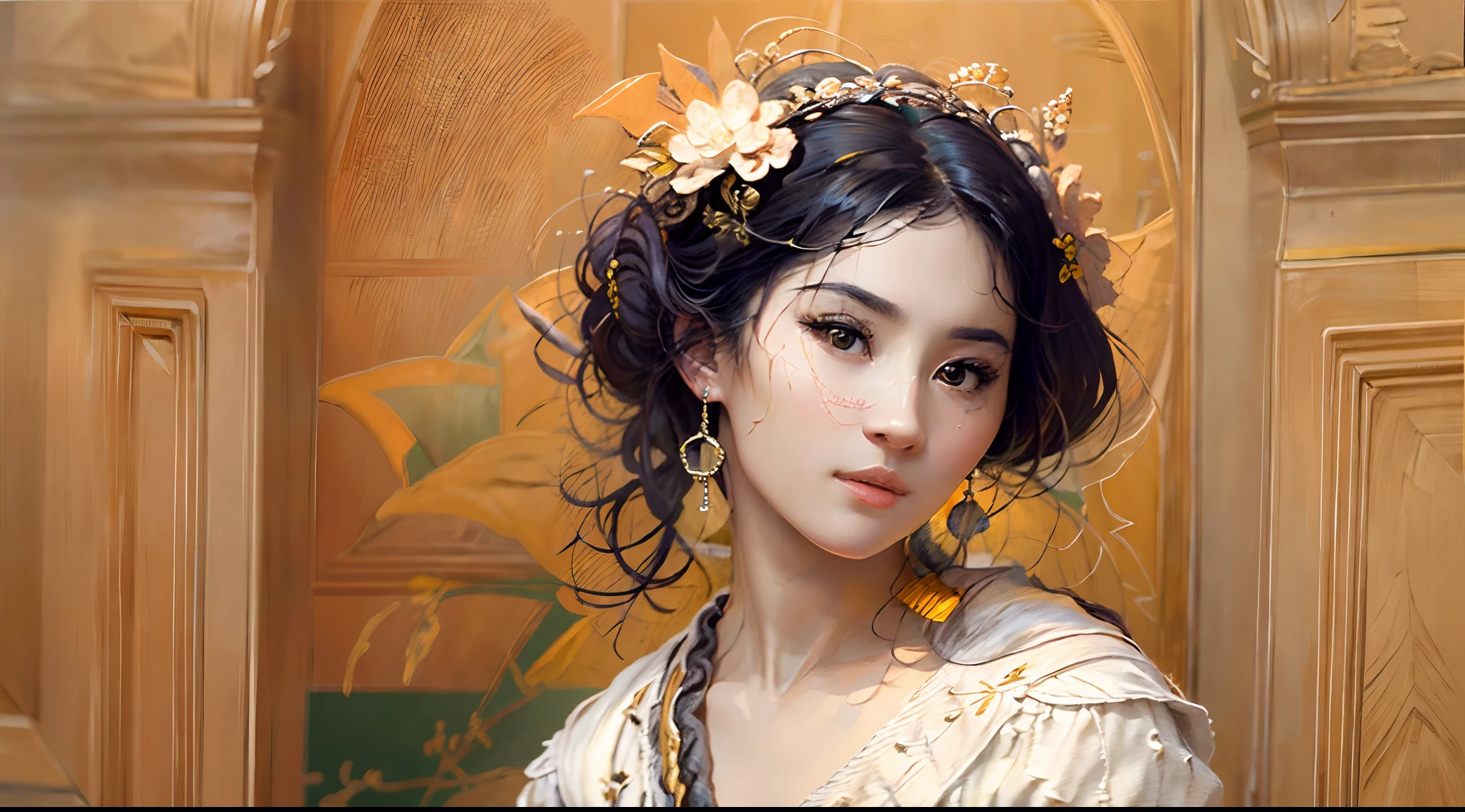 Classical art portrait perfect oriental maiden,,perfect faces, (academic art:1.4), Eugene de Blas, John William Goldward, Bouguereau