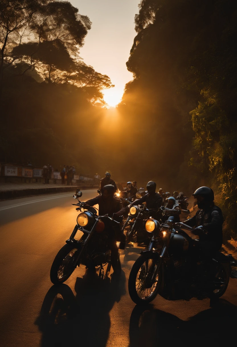 Motorcyclists' meeting at sunset, Birthday, festa, estrada, rio de janeiro, serra