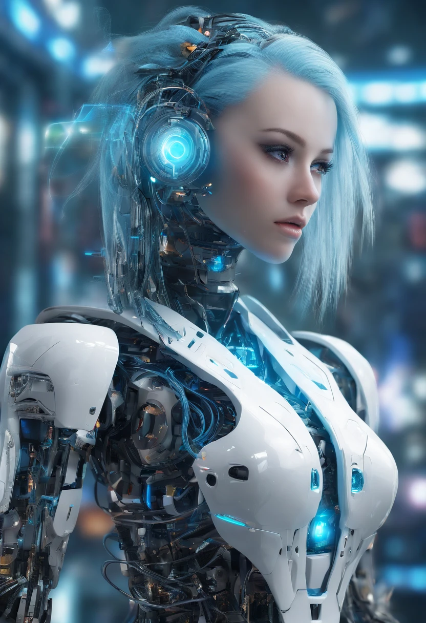 "(best quality, highres), blue-haired girl with long hair, close-up of her face, wearing a white skirt, detailed eyes and face, vibrant colors, soft lighting, digital illustration, ethereal atmosphere"