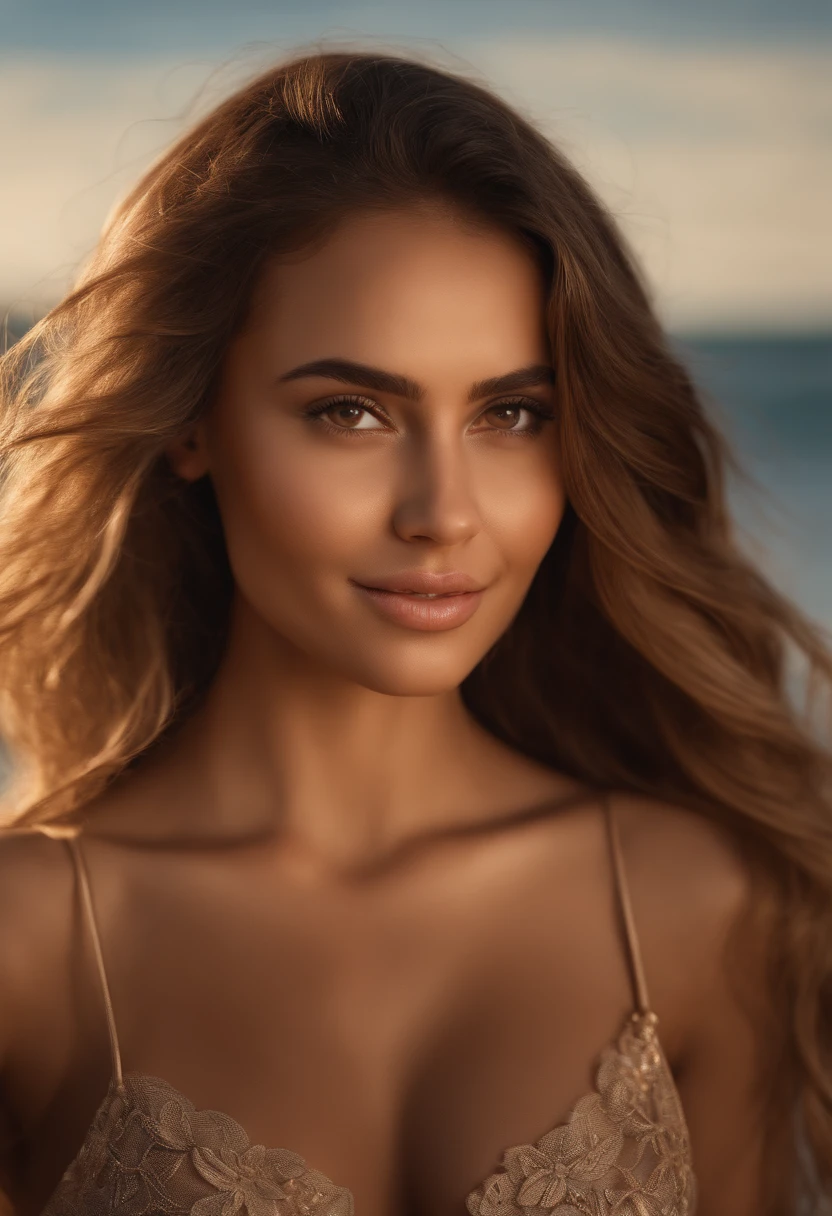 girl, beautiful detailed eyes, beautiful detailed lips, extremely detailed eyes and face, long eyelashes, beach, sand, waves, summer vibes, warm sunlight, natural beauty, sun-kissed skin, soft smiles, carefree, relaxation, freedom, tranquil, crystal-clear waters, tropical paradise, gentle breeze, seashells, bohemian style, flowing hair, a sense of serenity, pure joy, playful, blissful moments, ethereal, vibrant colors, golden hour, candid moments, photography, artistic masterpiece, high resolution, vivid hues, sunlit silhouette, radiant aura, natural curves, feminine grace, captivating presence, poetic essence, enchanting atmosphere, peaceful shoreline, timeless beauty