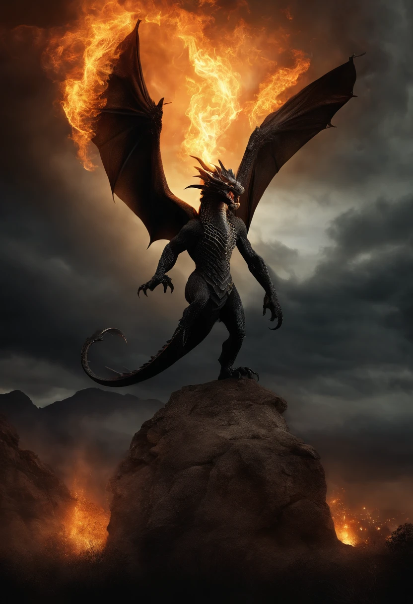 feiticeiro, black dragon,magical thriller,(melhor qualidade,4k,8k,Altas,master part:1.2),ultra-detalhado,(Realistic,fotorrealista,photo-realistic:1.37),mistic,agourento,dramatic lighting,Hipnotizante,Encantamento colorido,figuras sombrias sinistras,smoky dark atmosphere,escala majestosa,Fascinante, Castle Ruins,Vivid contrast,nevoeiro misterioso,olhos brilhantes,Books of ancient spells,figura camuflada,fire-breathing,terrifying presence,Abismo sem fim,threatening symbols,Dramatic flames,mythical creatures,paisagem de fantasia,Trovoadas,ethereal glow,Sonic Boom,Spellcasting,Legendary hero,Power vortex,asas imponentes,Equipe Wizard,armadura ornamentada,Encantamentos poderosos,ominous whispers,Tree of Life,malevolent power,distorcendo a realidade