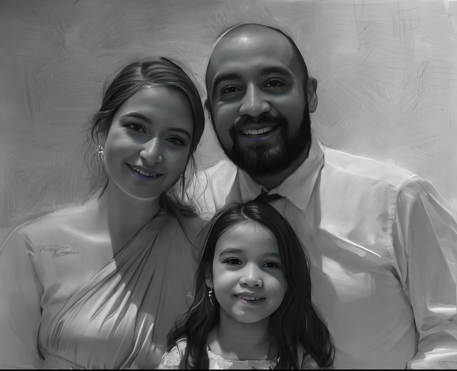 Desenho de uma familia, mami, filha e pai, realistic sketch, hyperrealistic sketch, detailed pencil sketch, Pencil sketch, desenho digital realista, detailed sketch drawing, retrato altamente detalhado, Desenho detalhado em 4K, pencil draw, Highly detailed sketch, desenho realista, retrato extremamente detalhado, detalhado, but rough, pencil drawing illustration, desenho de realismo, detailed outline, sketch art