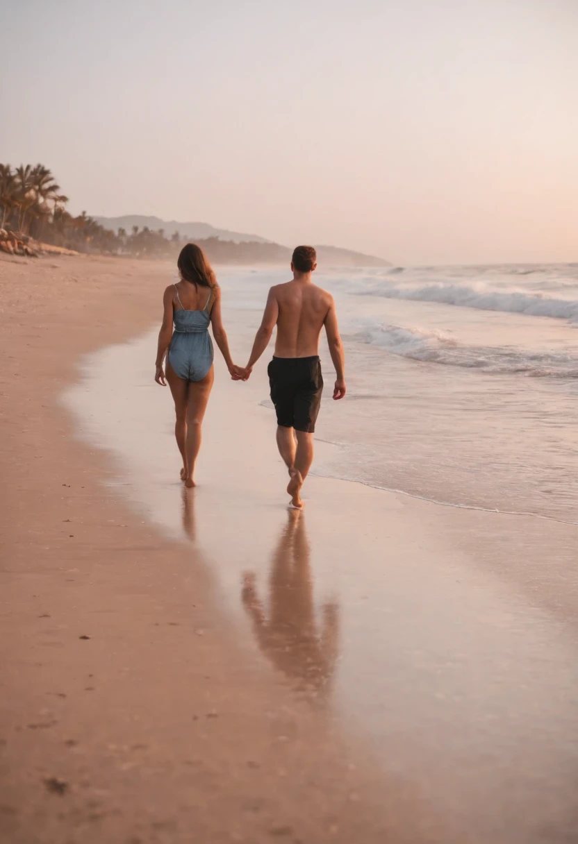 Adam and Eve walking naked in paradise, Smooth expression, e feliz, obra-prima, alta qualidade, alta qualidade, altamente detalhado CG unidade papel de parede 8k, fotos premiadas, bokeh, profundidade de campo, HDR, bloom, chromatic aberration, realista, muito detalhado, trending in the artstation, trend in CGSociety, complexo, alto detalhe, dramatic, arte no meio da jornada, volumeric lighting, feet on water. --auto --s2