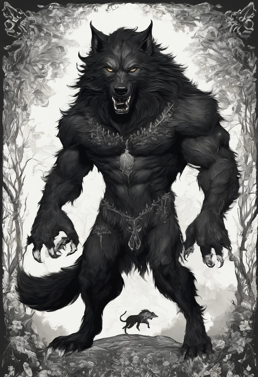 Close-up of 1 werewolf, with long spiky black hair, red eyes, His skin is pale, His sharp and intimidating red eyes have distinctive features, His facial lines are masculine, attractive, fierce, black claws, full body, shoulders wide, Abs, masculine, muscular, imposing, very tall, attractive, intimidating, Masterpiece, absurd, Best quality, Intricate details, kissing his wife's neck (Hinata Hyuga), Dressed in white, delicate, with black hair very long bluish with straight bangs and two long strands that frame his face, white eyes without pupils, His skin is pale like white jade, couple, hugging, romance, Hetero couple, 1 man + 1 woman, Concept art of the dark forest, Dark fantasy forest, Dark fantasy art, Dark fantasy style art, Dark fantasy concept art, Dark fantasy background, DND in a dark forest, Epic fantasy digital art style, male, An illustration of an ominous landscape fantasy, Dark fantasy concept art, standing in a dark forest, A sinister fantasy illustration, Dark fantasy landscape, 8K fantasy art, Masterpiece, Best quality, (CG 8k panoramic backgrounds, High quality unit and very high resolution), (Best quality), (Best Work of Art), (Best shadows), Forest theme with natural elements. Tall trees, seen from afar, Calm streams, small glowing mushrooms surrounded by delicate leaves and branches, with fireflies and glowing particle effects, (Natural elements), (Jungle theme), (leaves), (Twigs), (Fireflies) ), Butterflies, (Delicate Leaves), (Glow), (Particle Effects), Isometric 3D, Octane Rendering, Ray Tracing, Super High Resolution, Forbidden Forest