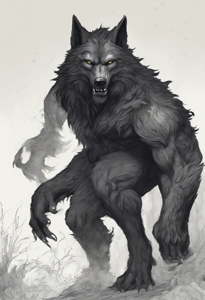 werewolf gigantic black humanoid wolf.