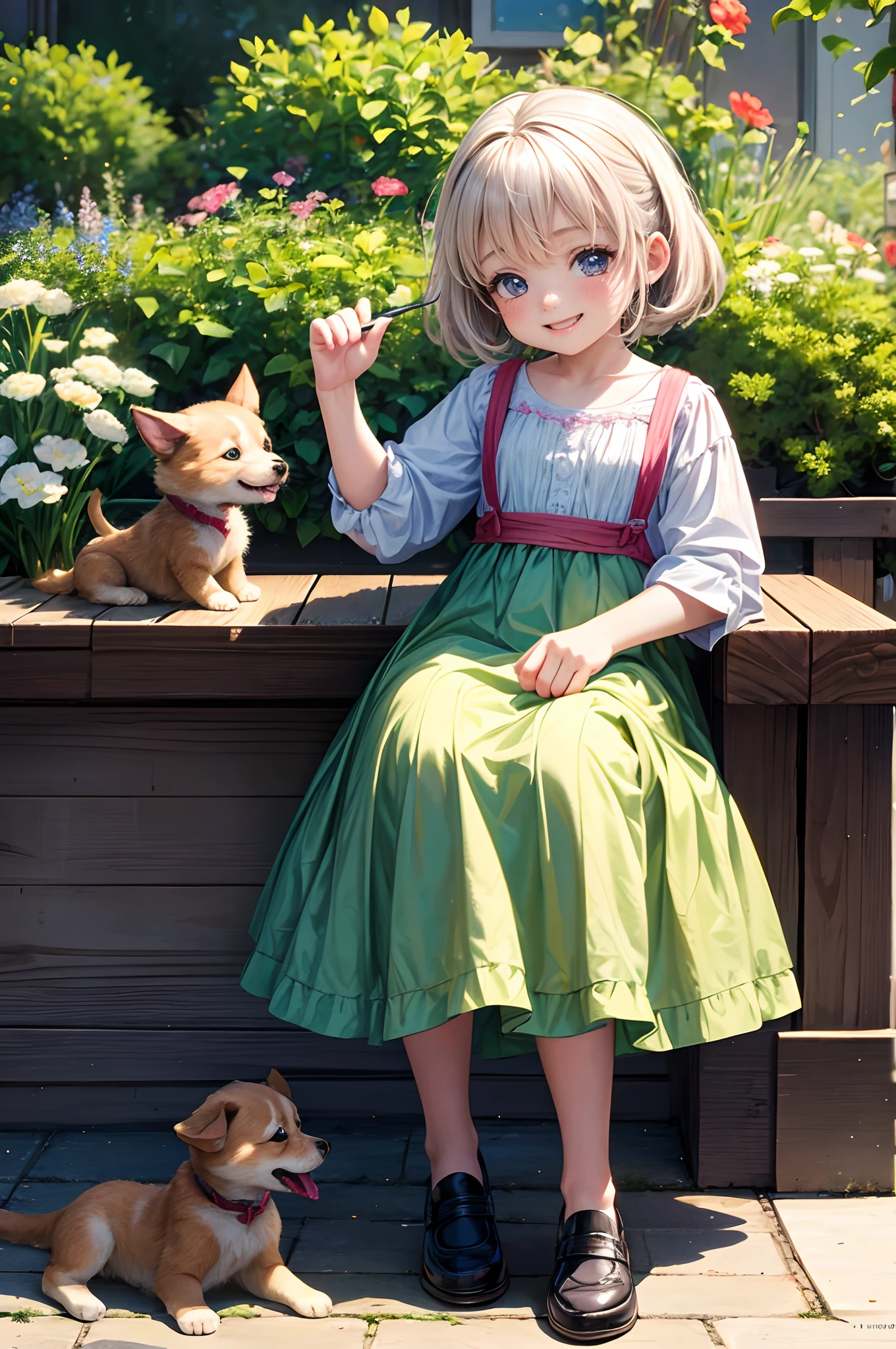 A heartwarming scene featuring a , joyful childging in playful activities with an adorable puppy, portrayed in the style of impressionism to emphasize the fleeting moments of innocence and happiness in a soft, colorful, and loosely textured composition.