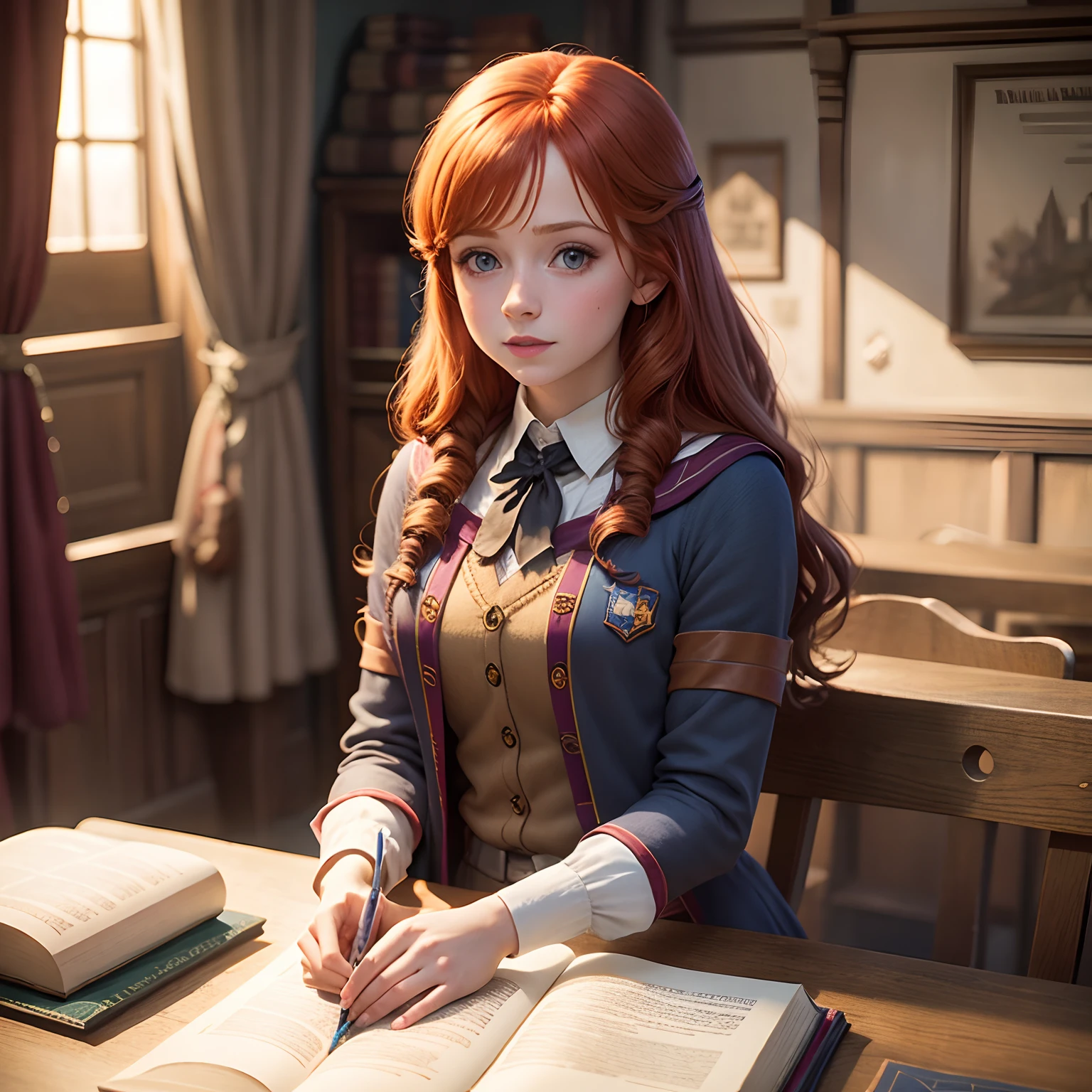 Gina Weasley na escola de magia e bruxaria Hogwarts