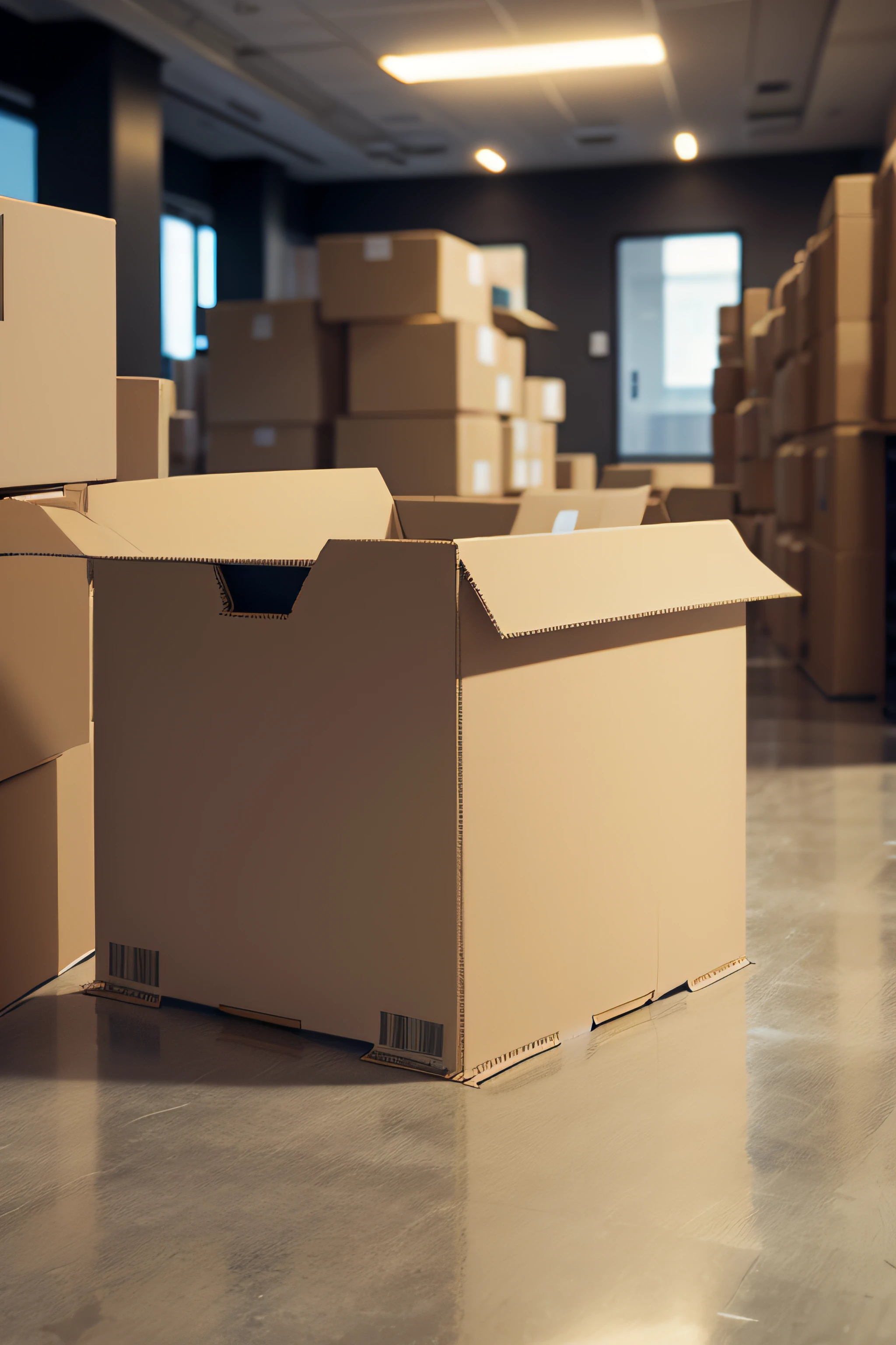 boxes on the company floor