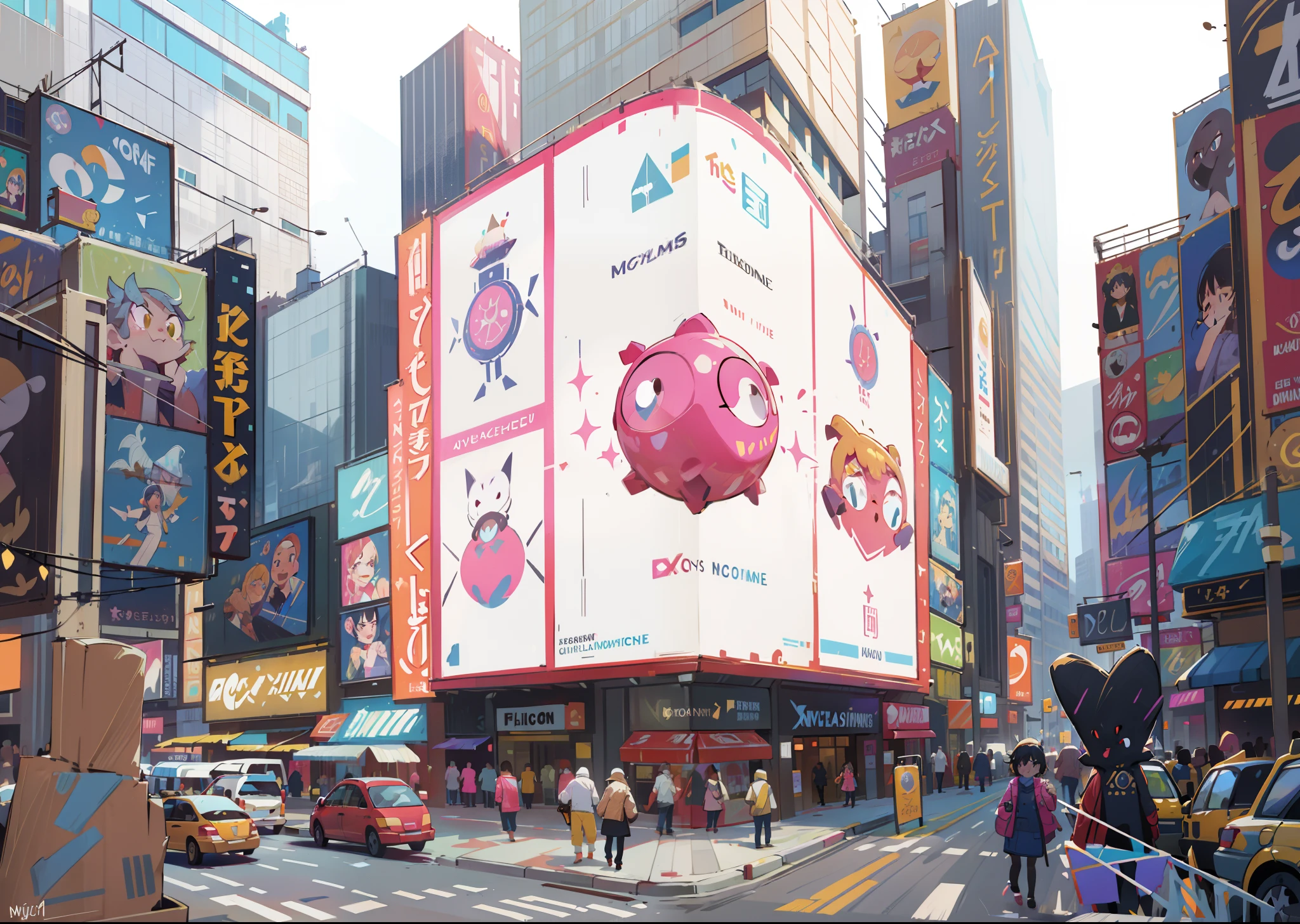 Panneaux, Nyc, Times Square, Vibrant colors, Lively crowd, neons, Iconic skyscrapers, Cosmopolitan atmosphere, night scene, paysage urbain moderne, Fast energy, Advertising frenzy, paysage urbain, Affichages interactifs, Digital Billboards, Larger-than-life advertisements, Visuels dynamiques, Extravagance high-tech, surcharge sensorielle, Eclectic mix of cultures, Haut lieu touristique, Ville qui ne dort jamais, Dazzling show, bustling streets, Iconic yellow taxis, artistes de rue, Spectacles de Broadway, Emblematic monuments, Colorful signs, Paillettes et glamour, Vibrant nightlife, Iconic New Year's Eve ball drop, Famous theatres, lively cafes and restaurants, klaxonner les voitures, Intersections achalandées, Pedestrians rush to pass, 24/7 energy, the iconic spirit of the Big Apple, Incarnation de la vie urbaine. (Best quality, high resolucion), (Realstic), (Paysage nocturne), (city lights), (composition dynamique), (Style pop art), (Bright and saturated colors), (perspective: Grand Angle), (Chaos urbain), (Photographie de rue), (mouvement rapide), (Dazzling visual experience), (ambiance futuriste), (Lively atmosphere), (Unforgettable atmosphere).