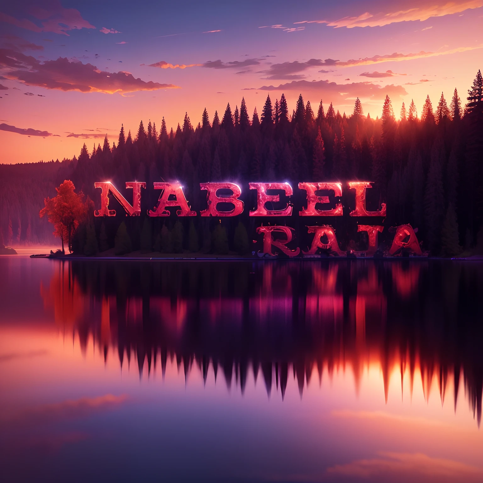 Background there is a beautiful sunset with a lake and trees in the background, colorful skies, surreal colors, colorful sunset, colorful sky, marvellous reflection of the sky, stunning sky, dream like atmosphere 8k, colorful clouds, colors reflecting on lake, surreal sky, red and blue reflections, fire reflection, beautiful sky, beautiful and spectacular dusk, beautiful dreamy landscape, amazing sky realistic