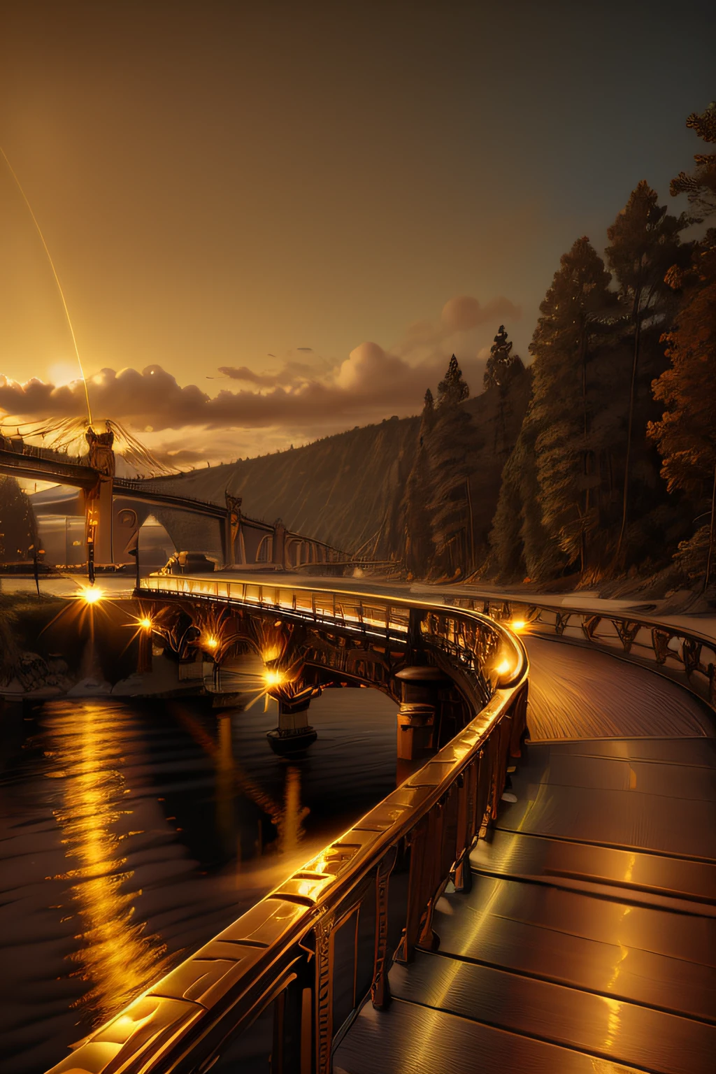 Golden Bridge, Bridges made of gold, Early morning