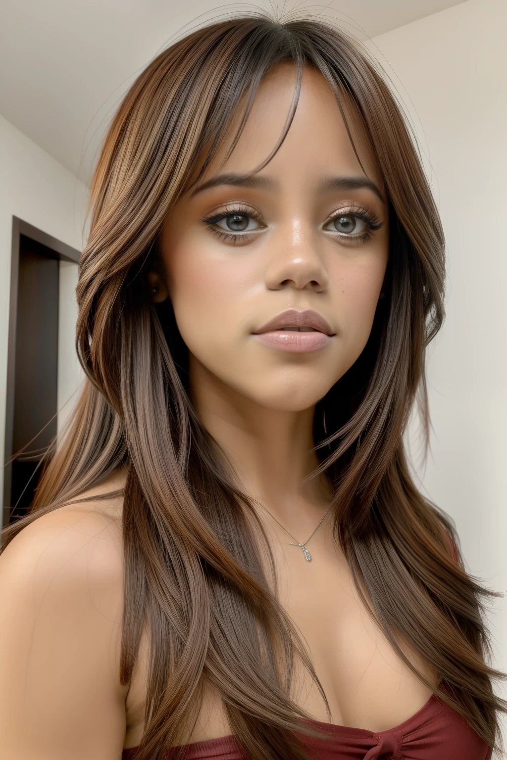 (JennaOrtega, moca jovem, sexy, Novo, seios grandes:1.7, handjob , NFSW, cabelos longos, cabelos vinhos), Obra-Prima de trabalho, alta qualidade, 4k, belo design, brilhante, Foto premiada, Extremamente Detalhada, Awesome, detalhes finos, Absurdo, altamente detalhados, olhos e rosto extremamente detalhados,