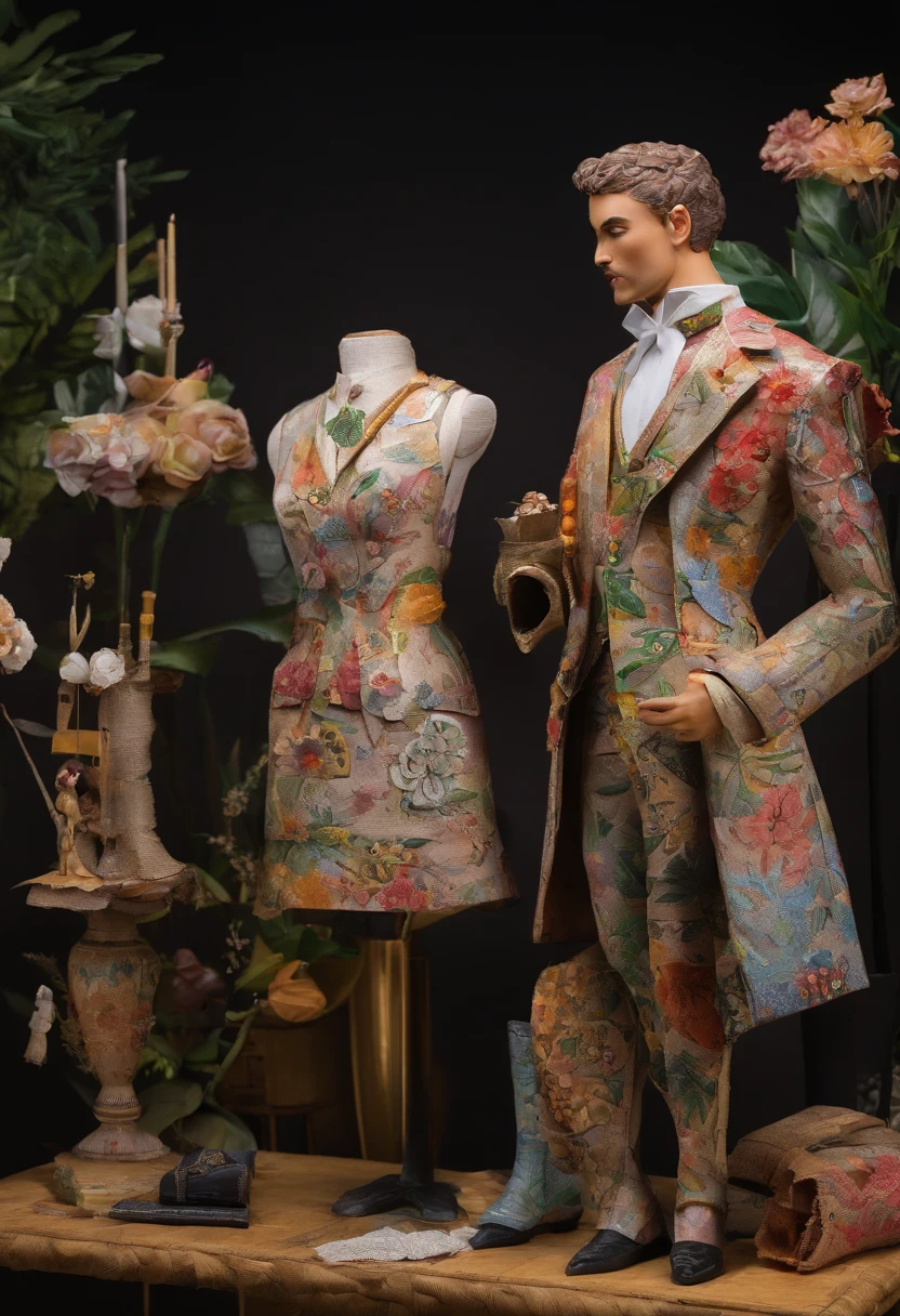 Tailor by profession,Fashion dress-up,Full body standing painting,3D立体,Detailed textures,High definition