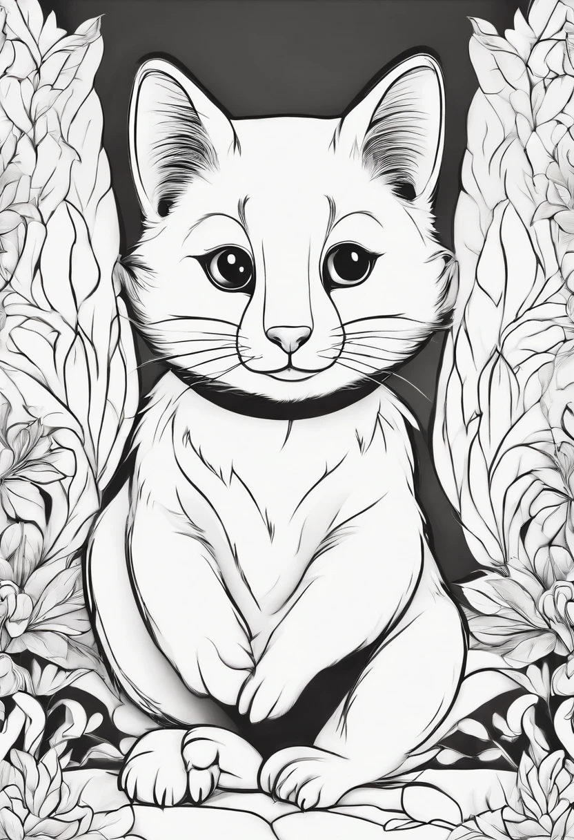 Generate black and white coloring pages of cute cartoon-style animals with low detail, no shading, no shadows, no background, and no borders.