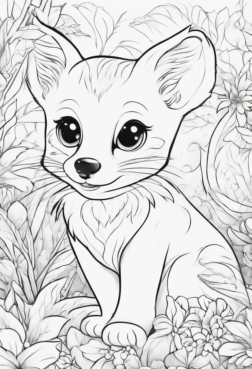 Generate black and white coloring pages of cute cartoon-style animals with low detail, no shading, no shadows, no background, and no borders.