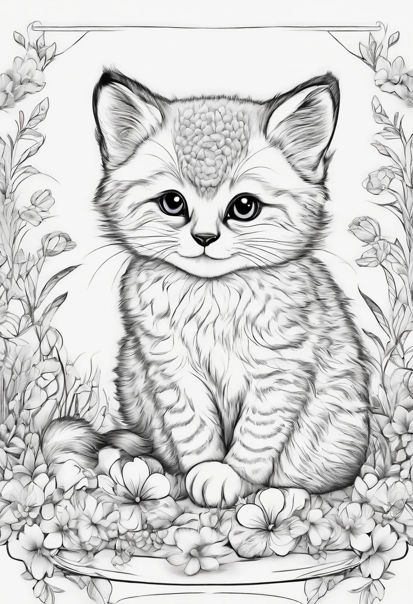 Generate black and white coloring pages of cute cartoon-style animals with low detail, no shading, no shadows, no background, and no borders.