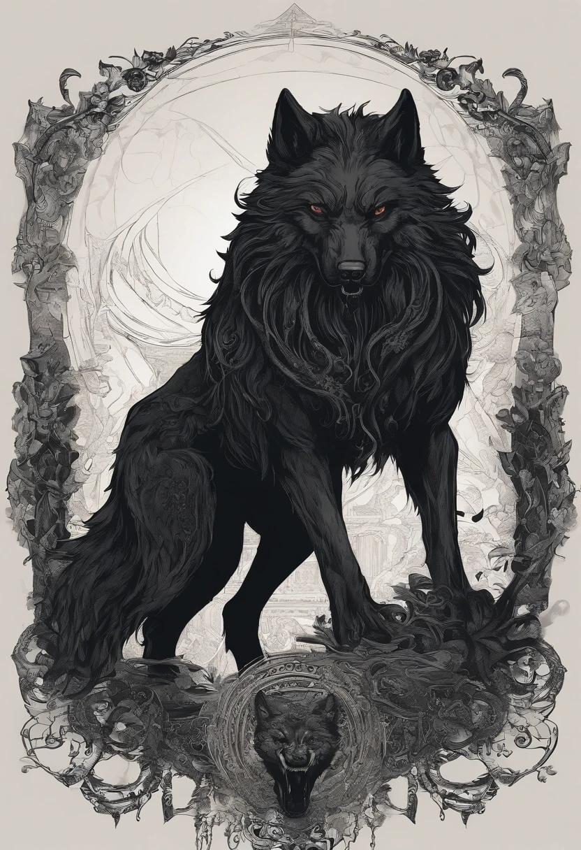 werewolf gigantic black humanoid wolf.