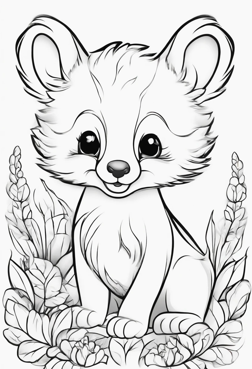 Generate black and white coloring pages of cute cartoon-style animals with low detail, no shading, no shadows, no background, and no borders.