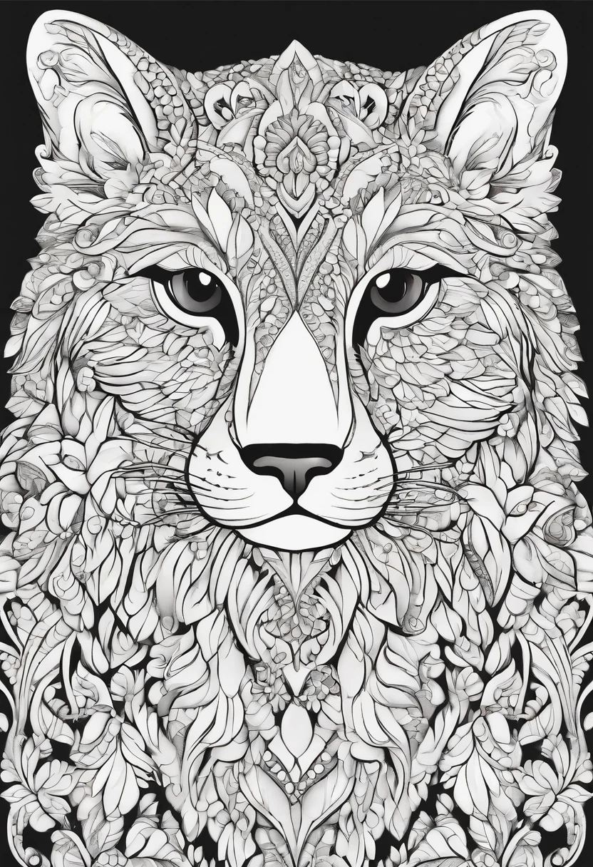 Generate black and white coloring pages of cute cartoon-style animals with low detail, no shading, no shadows, no background, and no borders.