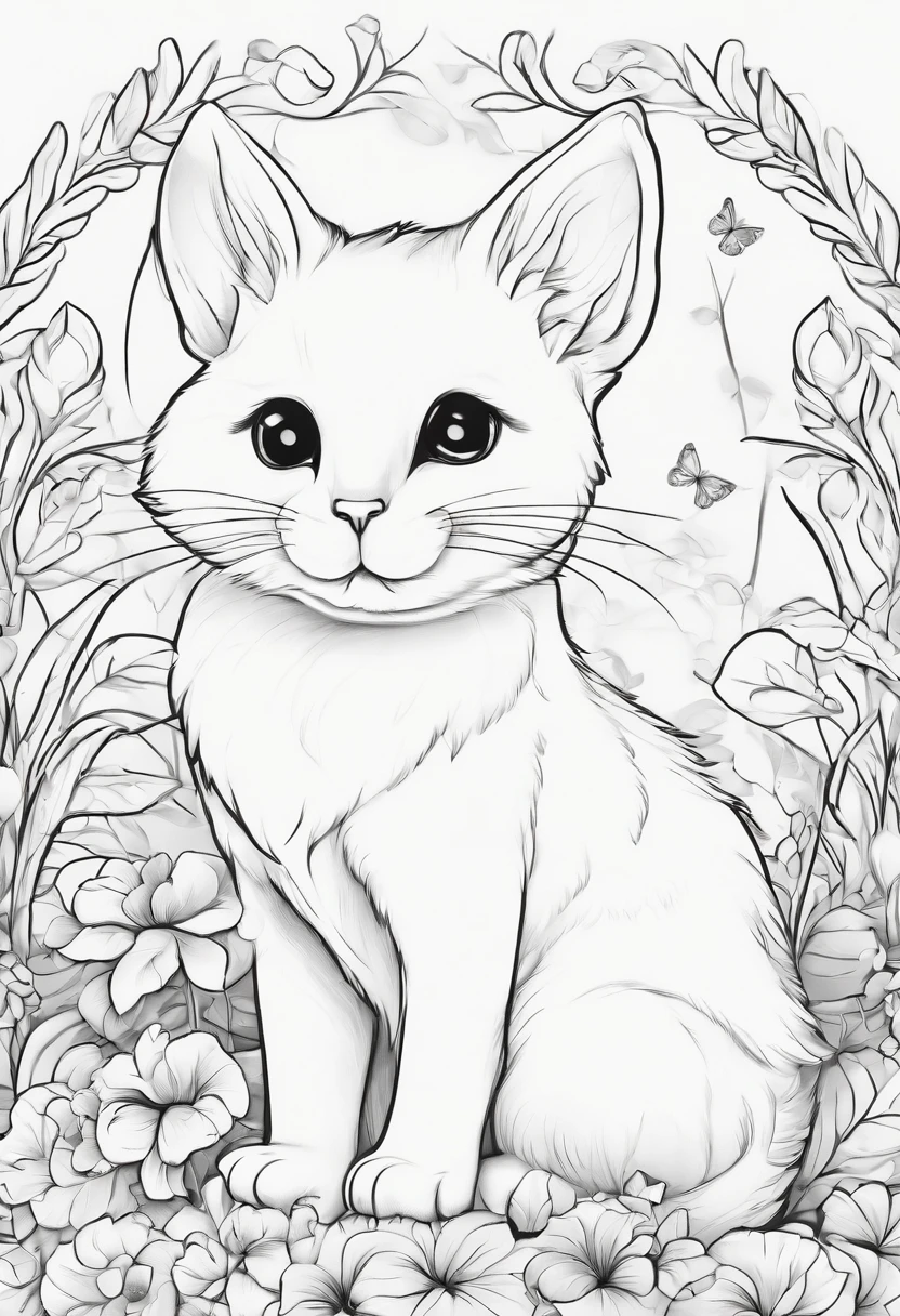 Generate black and white coloring pages of cute cartoon-style animals with low detail, no shading, no shadows, no background, and no borders.