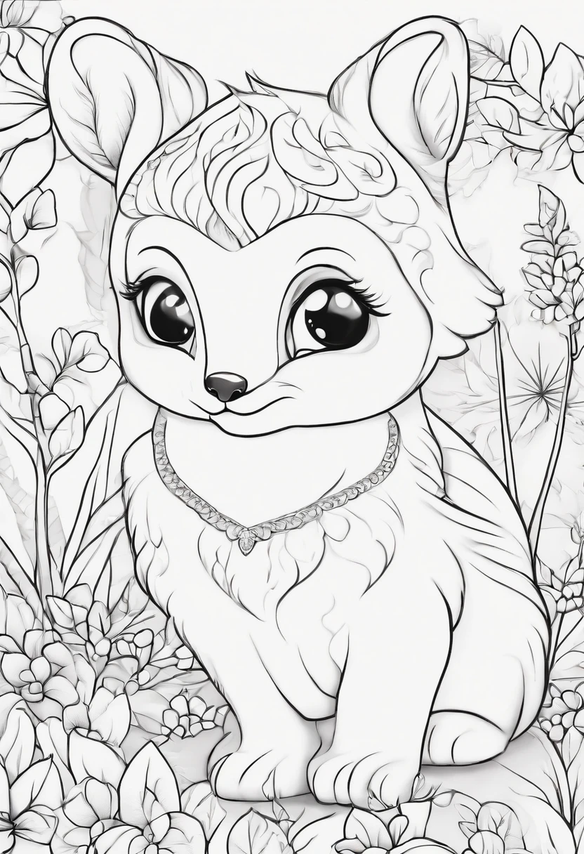 Generate black and white coloring pages of cute cartoon-style animals with low detail, no shading, no shadows, no background, and no borders.