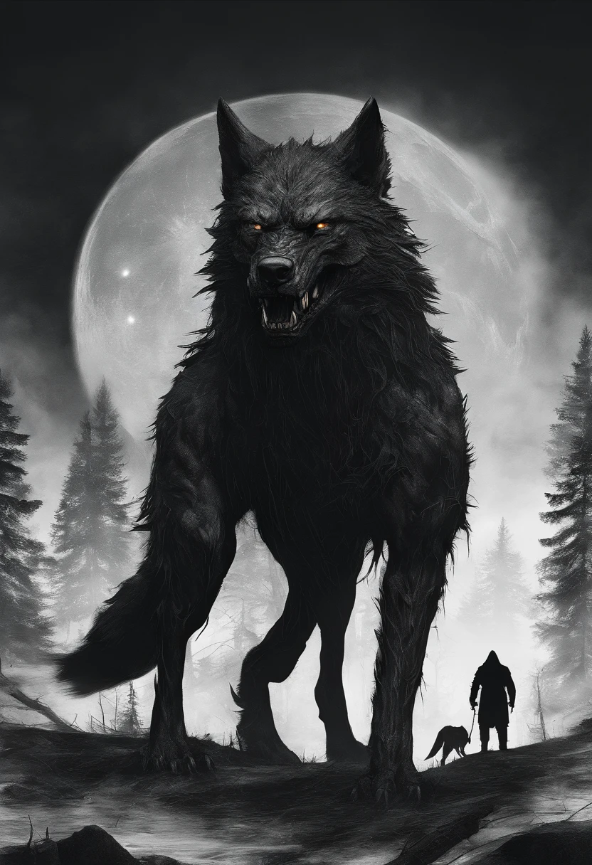 werewolf gigantic black humanoid wolf.