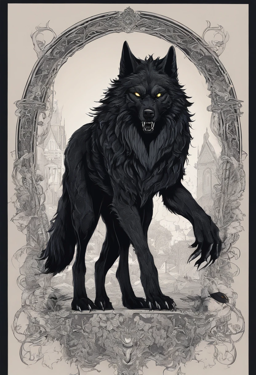 werewolf gigantic black humanoid wolf.