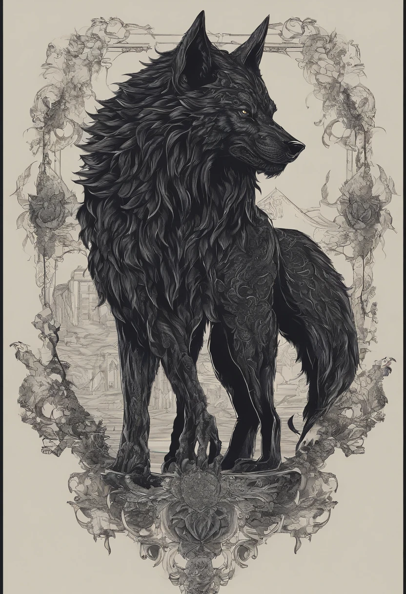 werewolf gigantic black humanoid wolf.