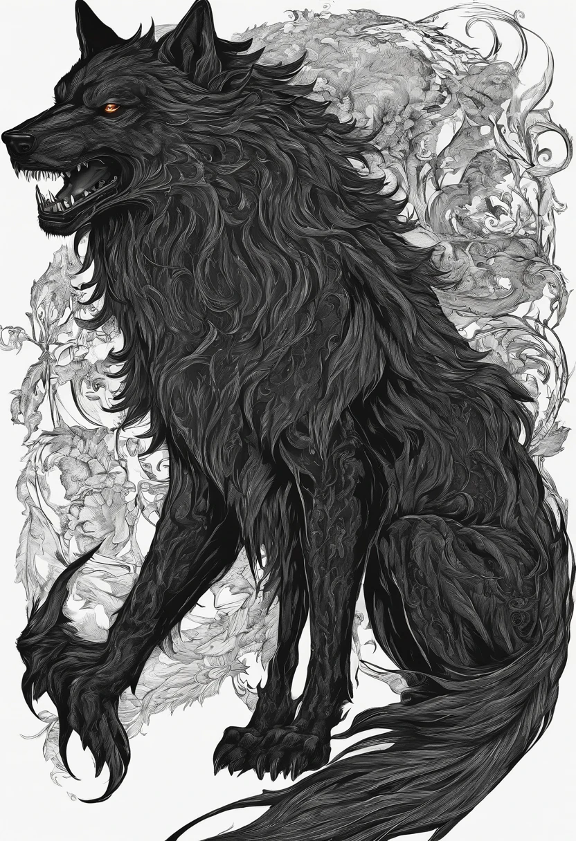 werewolf gigantic black humanoid wolf.