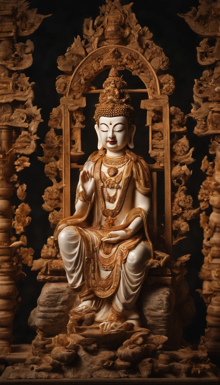1. Themed on ancient Chinese mythology，Draw a full-body portrait of Guanyin Bodhisattva。
2. Create a magical and fantastic background，Let the warm light radiate around Avalokiteshvara。
3. Use glowing colors and Buddha light effects，Highlight the divinity and solemnity of Guanyin Bodhisattva。