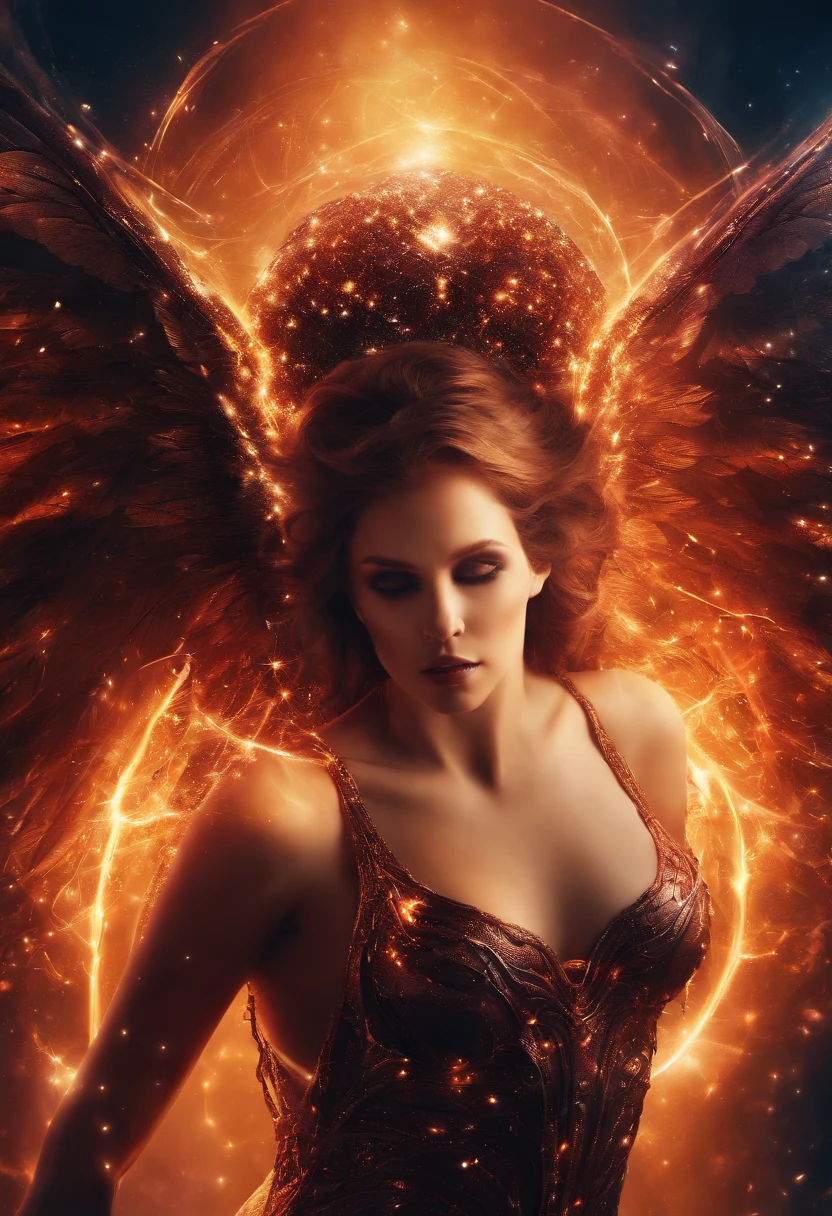 fallen angel, Ojos claros y brillantes, guerrero, misterioso, horripilante, colores muy brillantes, light particles, con luz brillante, Mshiff, tipo pixel, Fondo de pantalla 4k