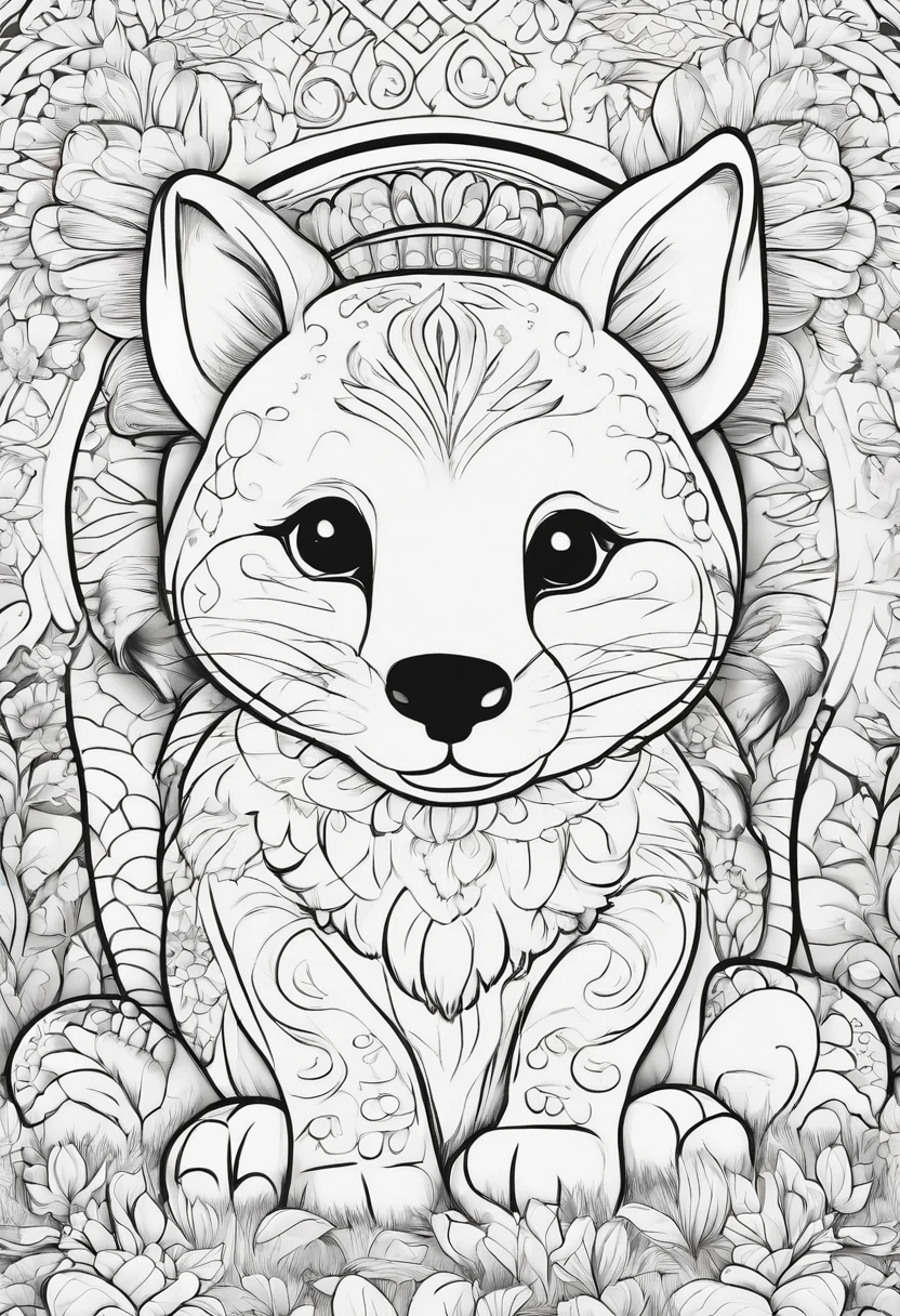 Generate black and white coloring pages of cute cartoon-style Zoo Animals with low detail, no shading, no shadows, no background, and no borders.