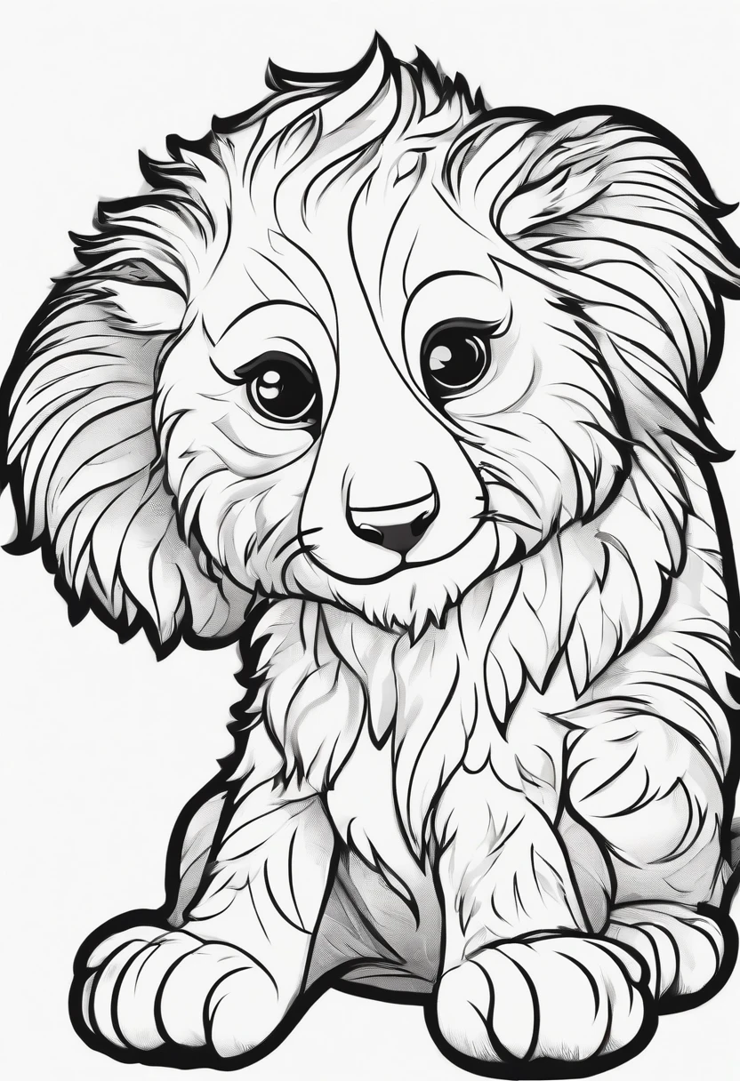 Generate black and white coloring pages of cute cartoon-style Zoo Animals with low detail, no shading, no shadows, no background, and no borders.
