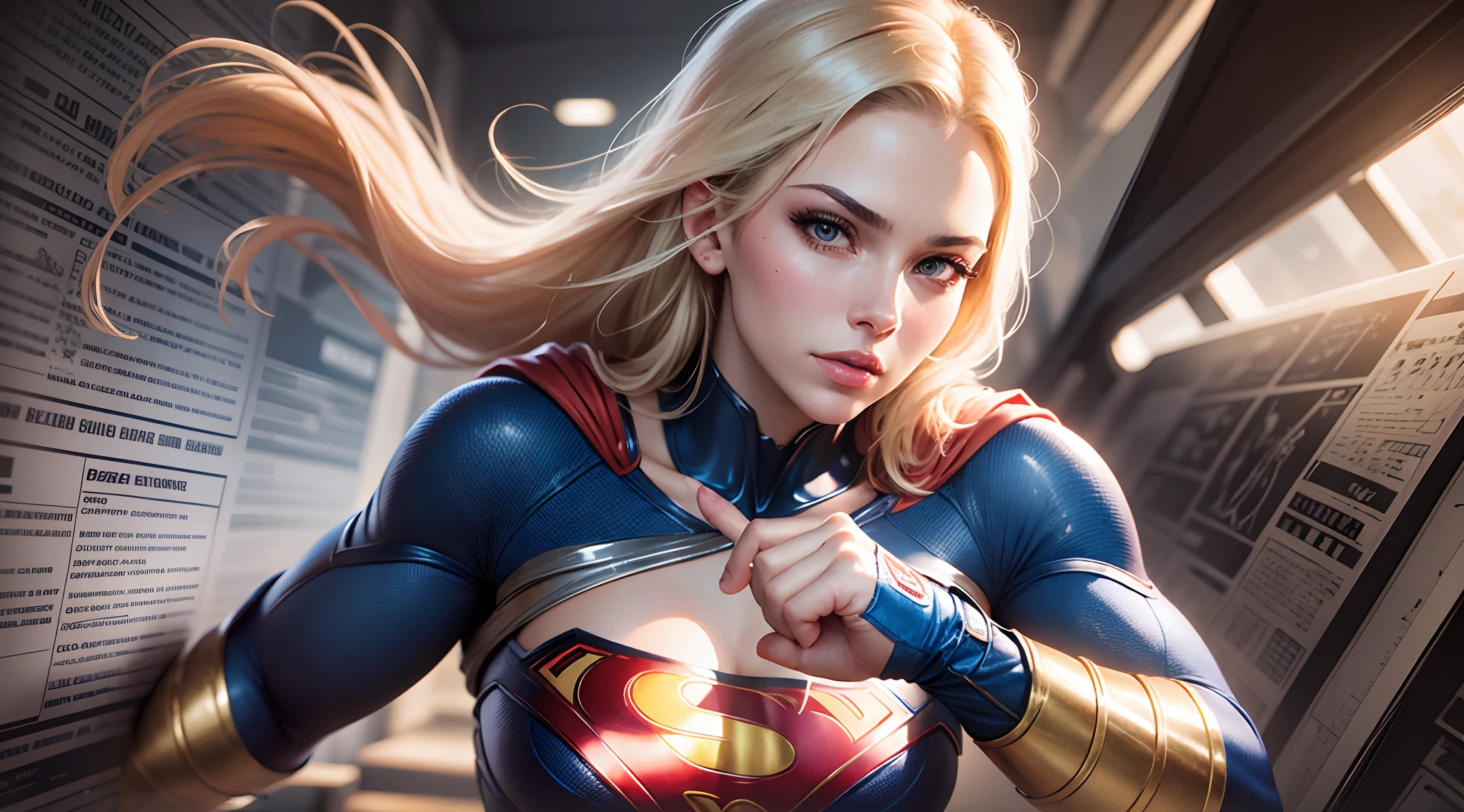 Masterpieces, Charlie Theron beautifully in a white, blue and red costume with a Superman logo on her chest, Power Girl, Supergirl, Chris Moore. artgerm, beautiful comic art, extremely detailed art germ, female superhero proportions, superhero body,big brest size , high detail comic book art, artgerm julie bell beeple,
dc comics art style, perfect anatomy, hands with 4 fingers and 1 thumb, rendered in 8K resolution for high quality detail, 8K image quality, 8K high resolution image, hyper detailed, super realistic, intricate details
Negative prompts --auto --s2
