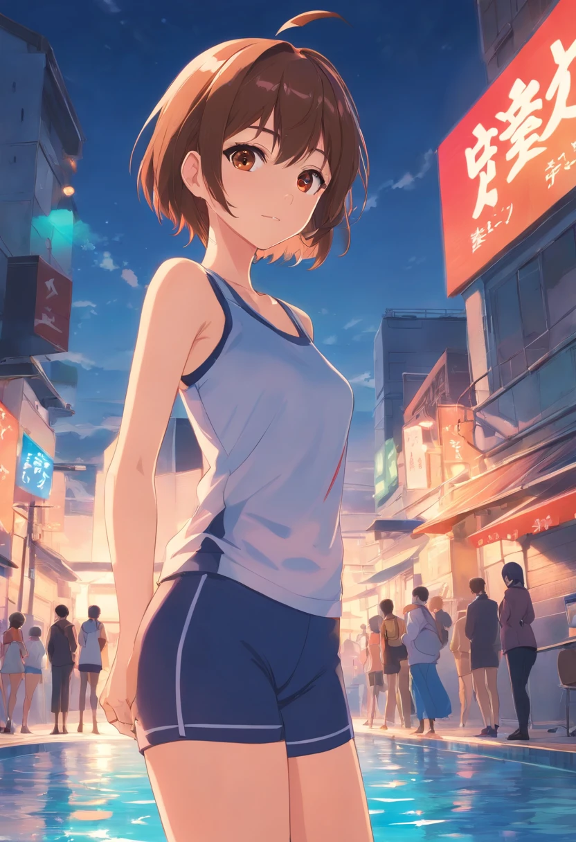 Very short and tight inner、A sexy、(((athlete)))、Exposed cleavage、Suppin,独奏,Underwear,the whole body is wet,Panting with,full of sweat,(((The face and chest of a with a cute face like an actress are covered in semen))),Light shining on the girl from the front,Show me very short and tight minimalistic shorts,shiny and beautiful thighs,Detailed details,fullllbody,Short stature,((A sexy)),Beautiful calves,bare-legged