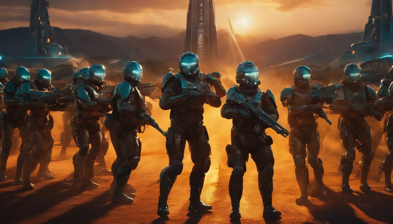 army of cyborgs preparing for attack