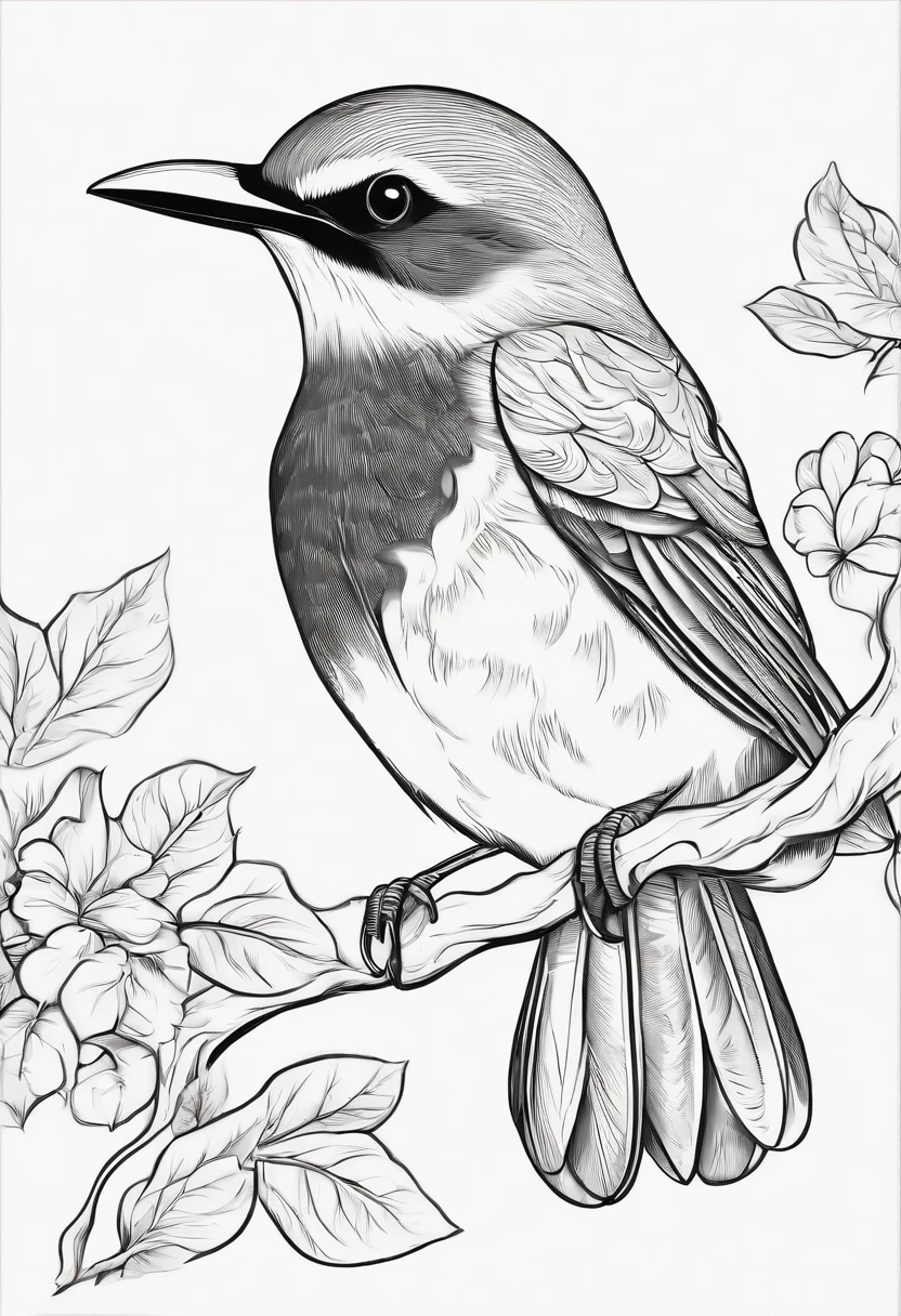 Generate black and white coloring pages of cute cartoon-style birds with low detail, no shading, no shadows, no background, and no borders.