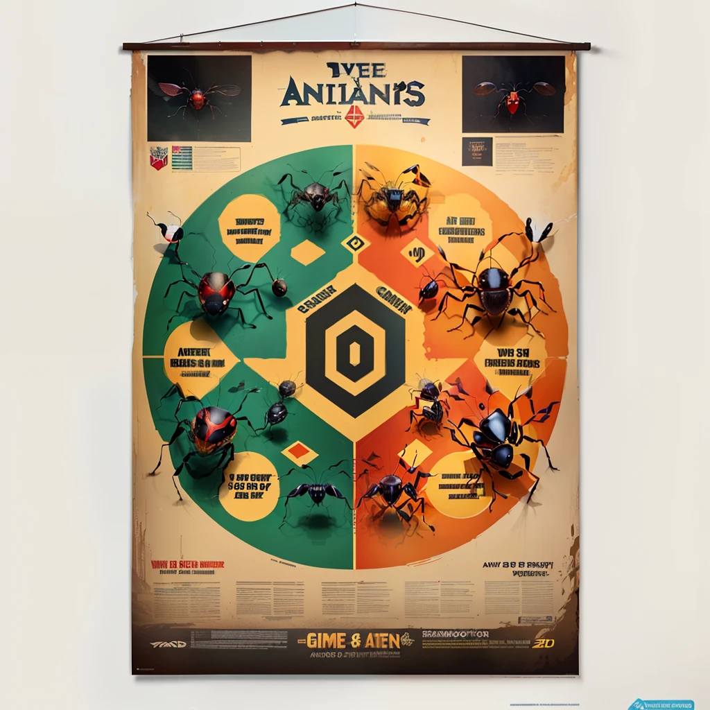 A poster to recruit members to play a game about ants, eye-catching, stands out, convincing idea, power, strength, alliance, allies, victory in battle, graphic art with words, 8k, high definition, poster art, masterpiece, wow